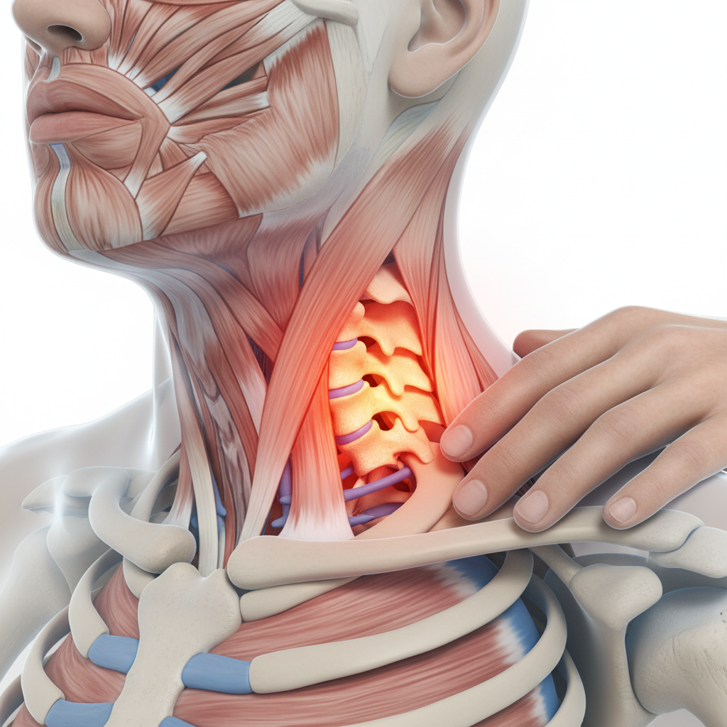3D anatomisk illustrasjon av Nakkeproblemer