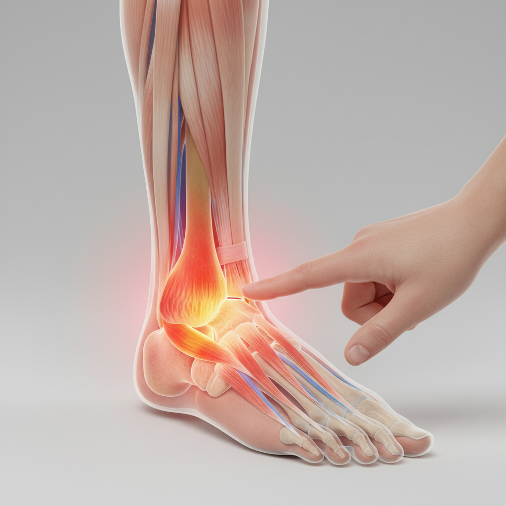 3D anatomisk illustrasjon av Senebetennelse i ankel