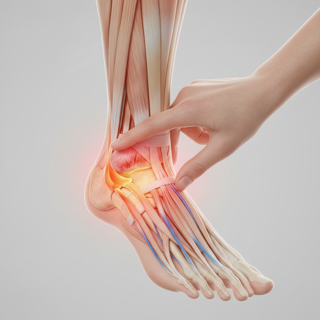 Illustrasjon relatert til tibialis posterior tendinopati