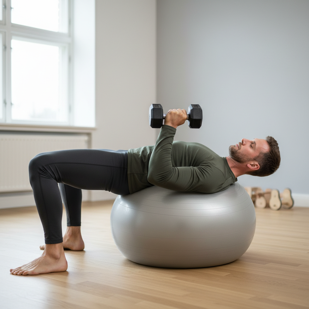 Brystpresspress på swissball 