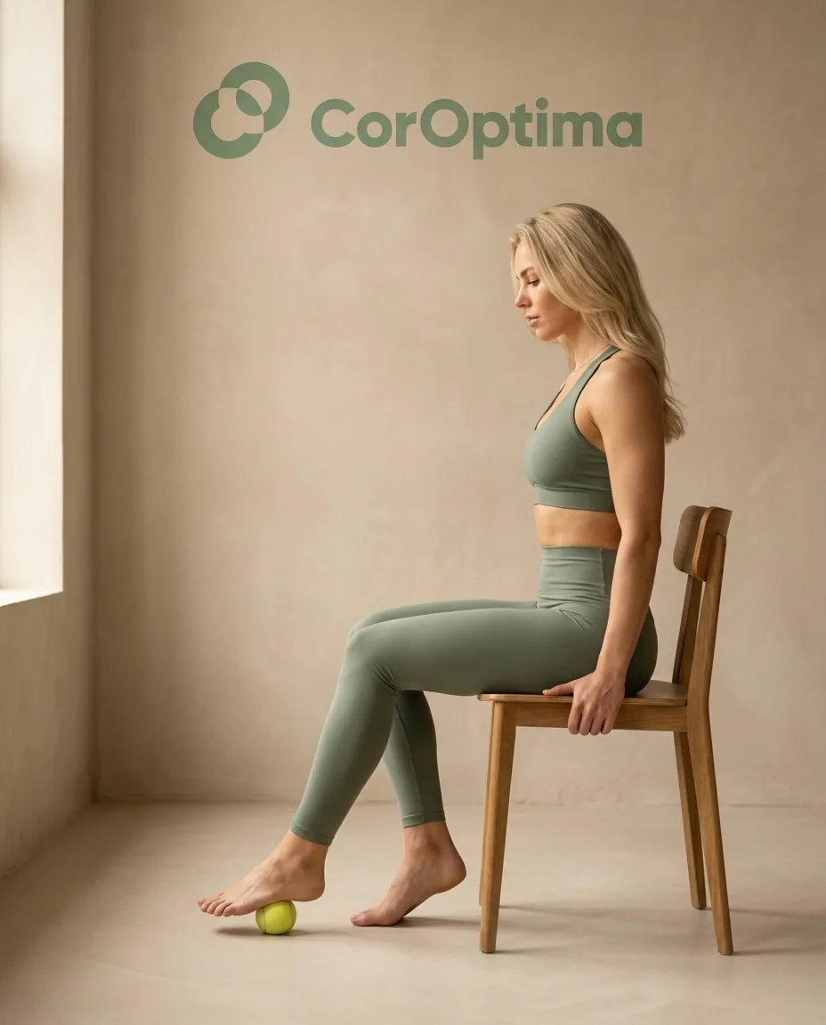Selv-myofascial release: rull fotsålen rolig over en liten ball — starten på kroppens bakre fascialinje