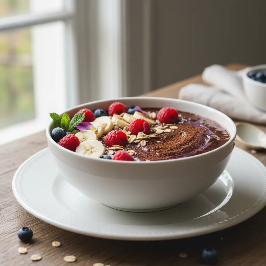 Sjokolade- og Bærsmoothie Bowl