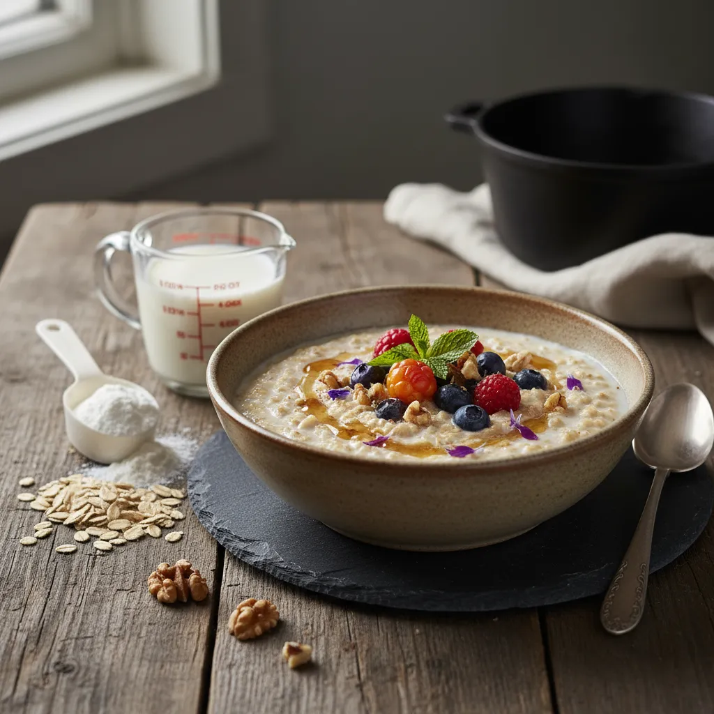 Proteingrøt med Cottage Cheese og Bær