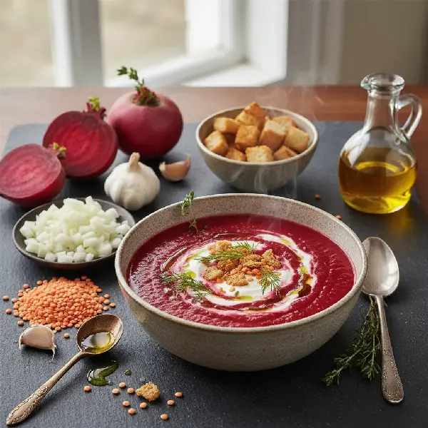 Kremet Rødbet- og Linsesuppe