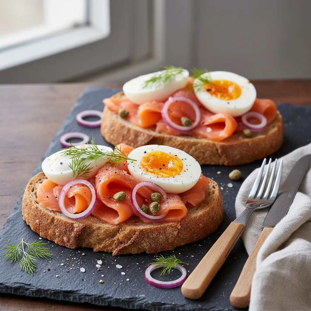 Røkelaks- og Eggesmørbrød