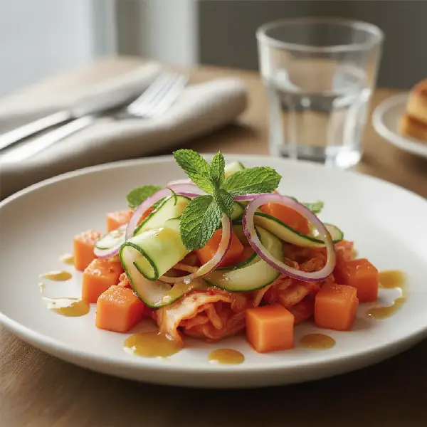 Foto av Frisk Papaya- og Kimchisalat med Ingefærdressing