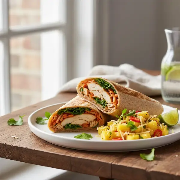 Foto av Kylling- og Kimchi Wraps med Ananas- og Ingefærsalsa