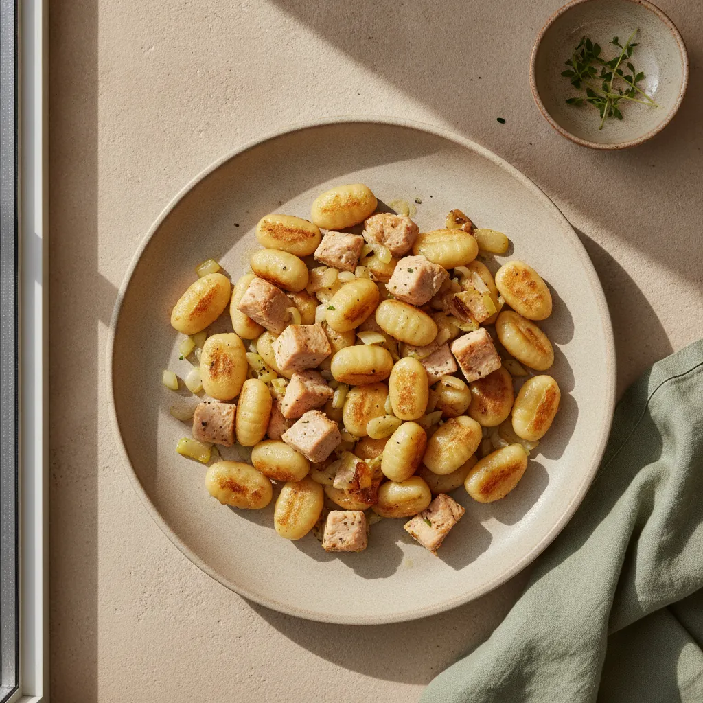 Gnocchi med kylling og grønnsaker