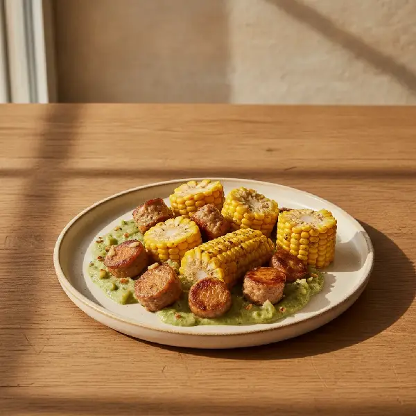 Kremet maisbolle med pølse