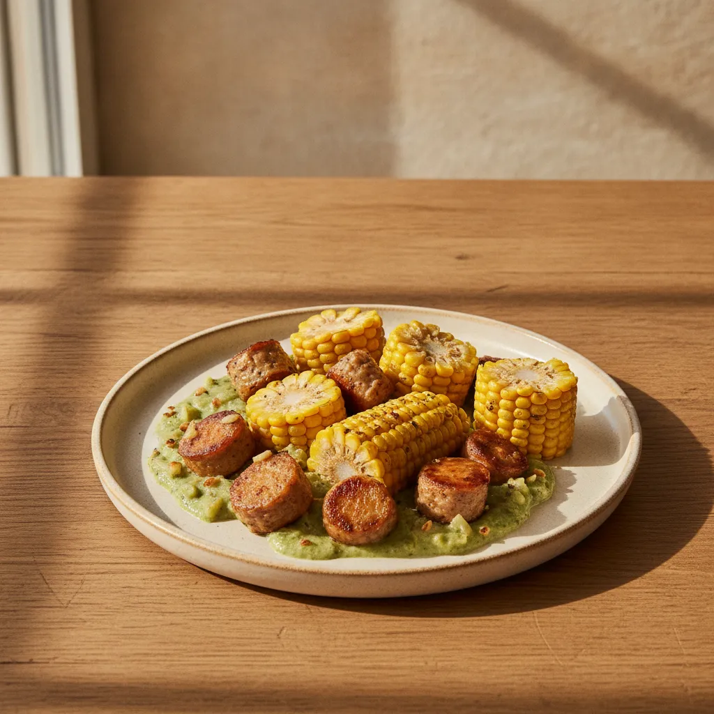 Kremet maisbolle med pølse