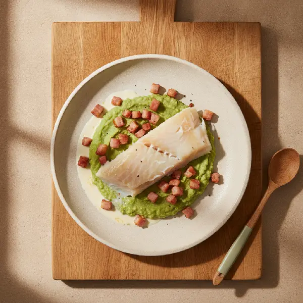 Lutefisk med ertestuing, ikke-ultraprosessert i nordisk stil, Protein, Fiber.