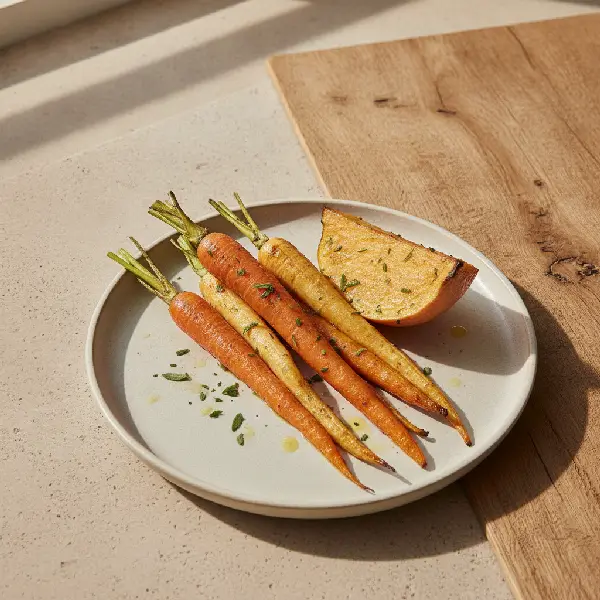 Ovnsbakte grønnsaker, ikke-ultraprosessert i nordisk stil, Fiber, Vitamin A.