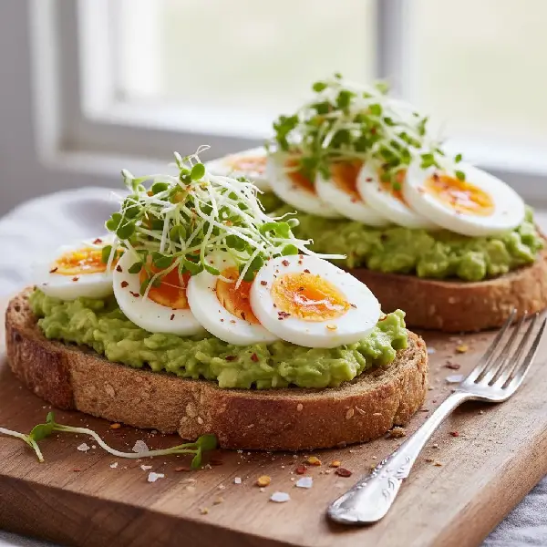 Fullkornsbrød med Avokado, Egg og Spirer