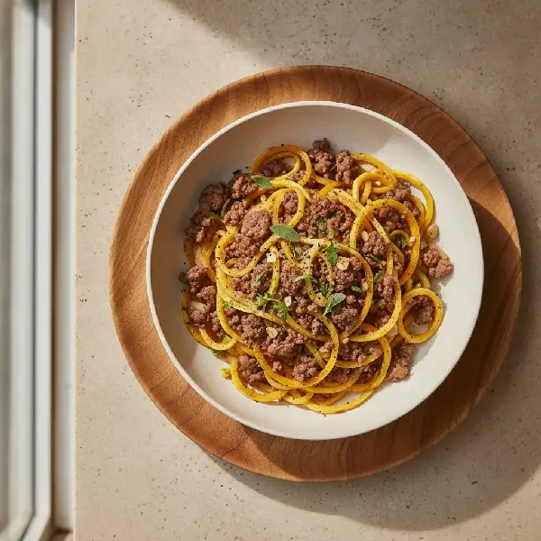 Squashpasta med kjøttdeig