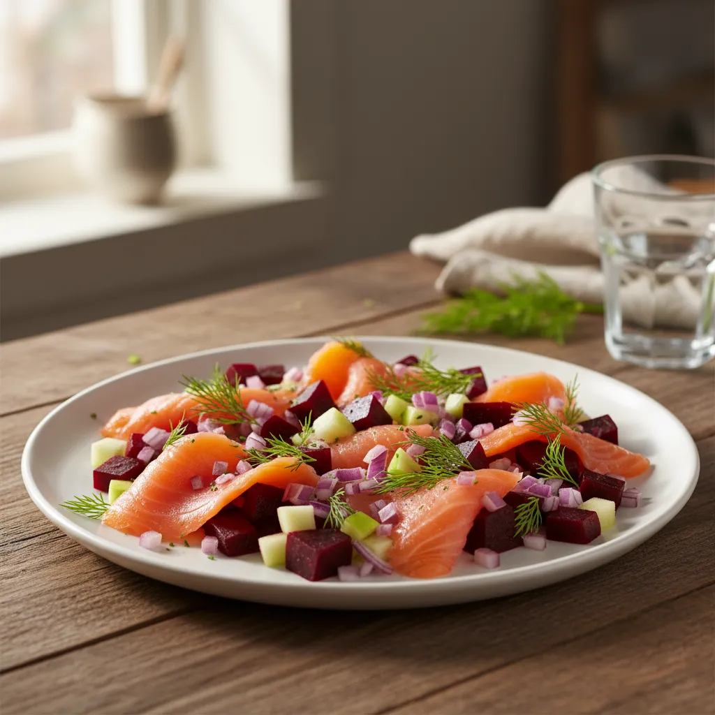 Røkelaks- og Rødbetsalat