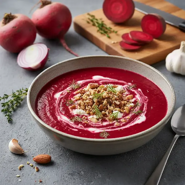 Kremet Rødbetsuppe med Geitost og Dill