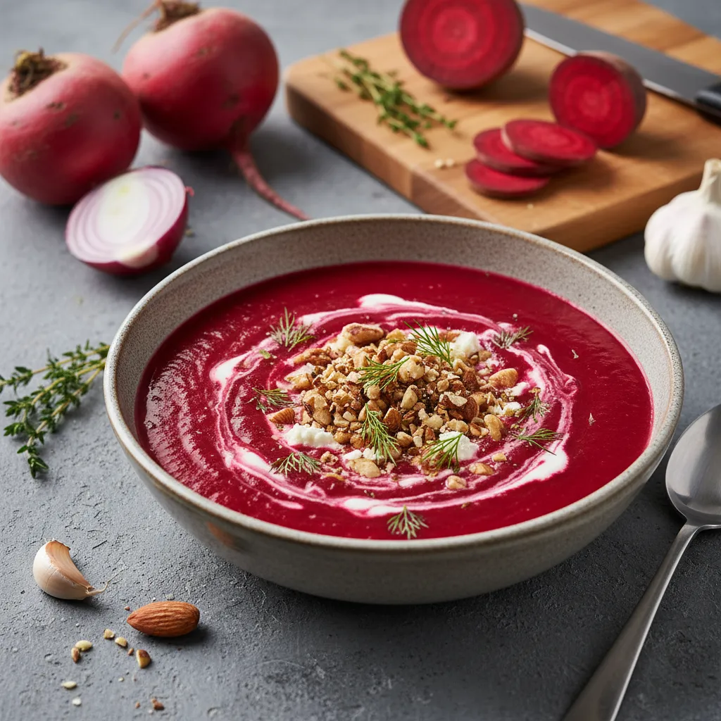 Kremet Rødbetsuppe med Geitost og Dill