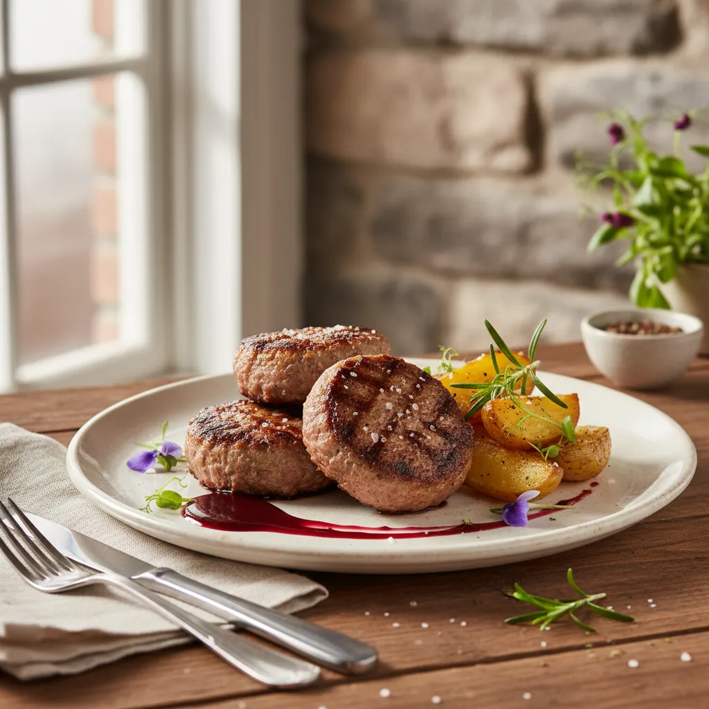 Grillede karbonademedaljonger, rosmarinpoteter