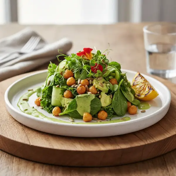 Grønn Supersalat Med Kikerter, sunt og sunt