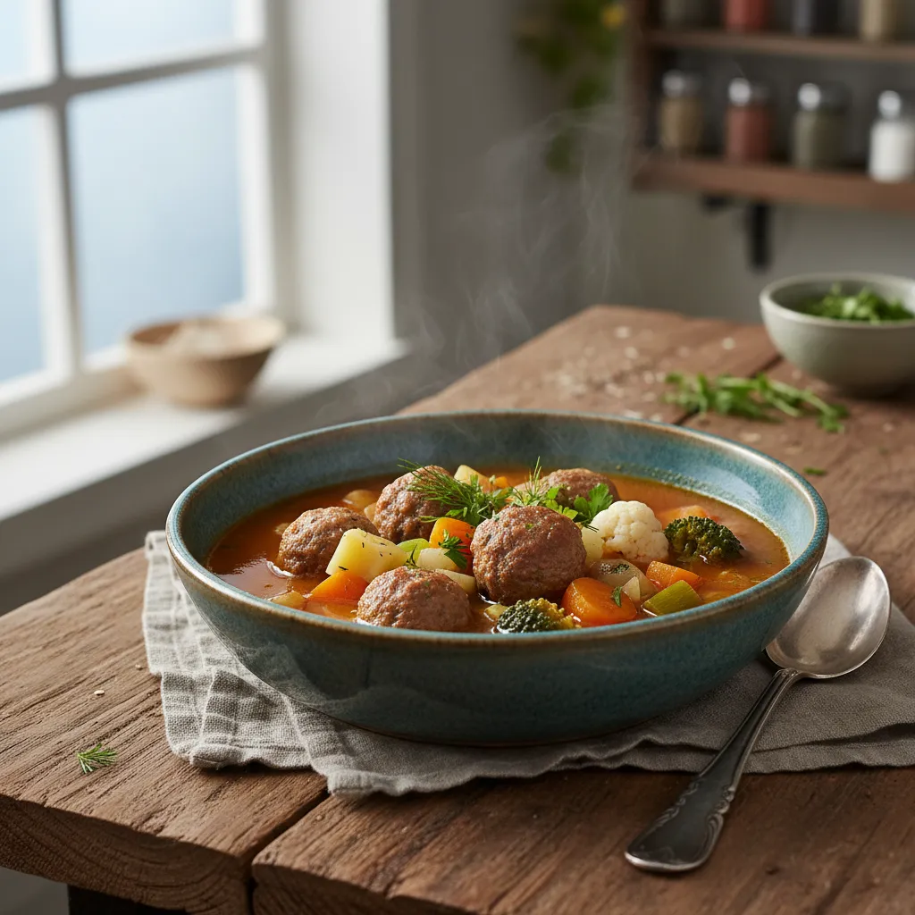 Grønnsaksuppe med Kjøttboller