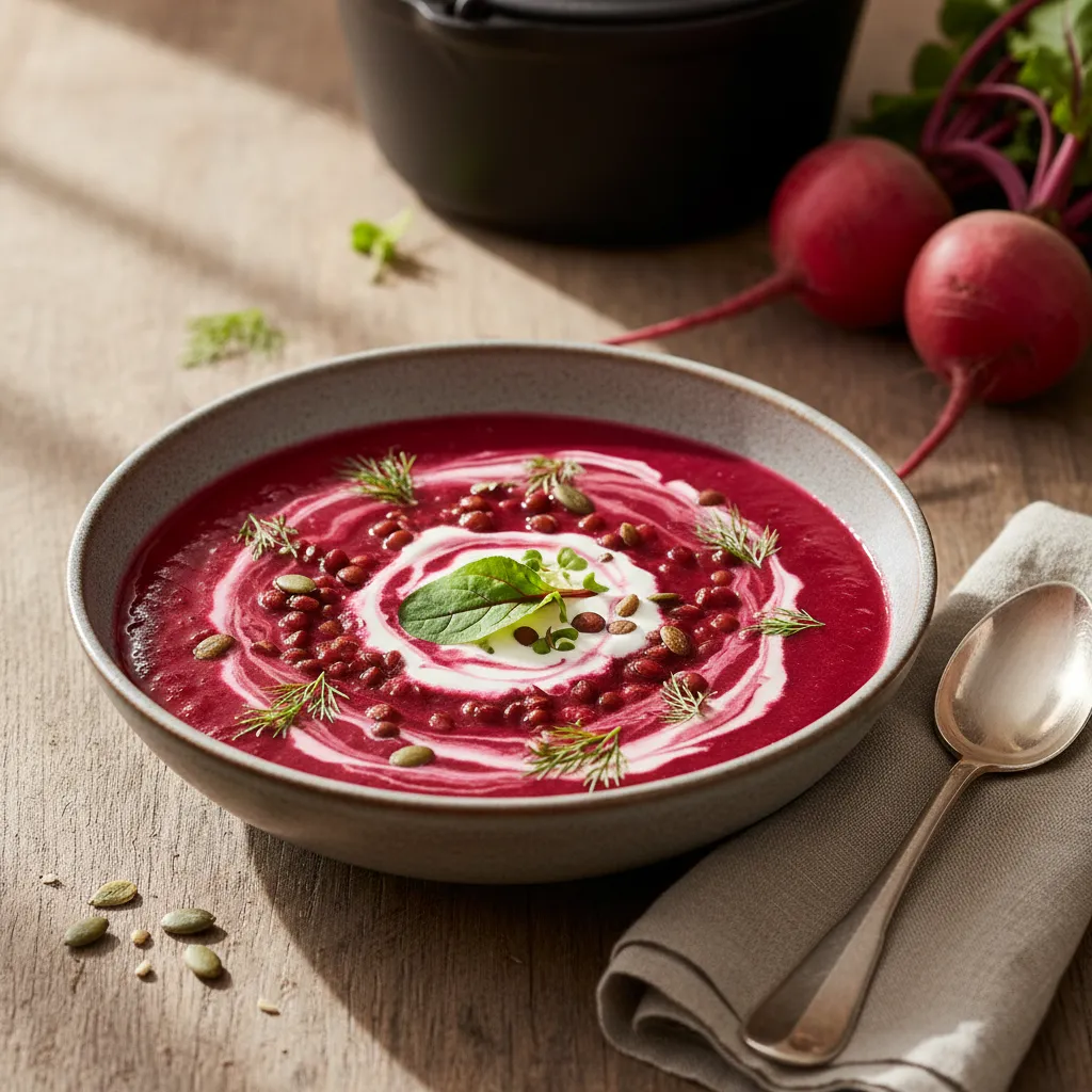 Kremet Rødbetsuppe med Linser