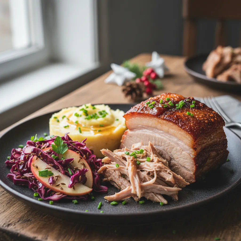 Krydret Ribbe, Røkt Potetpuré, Surkålsalat