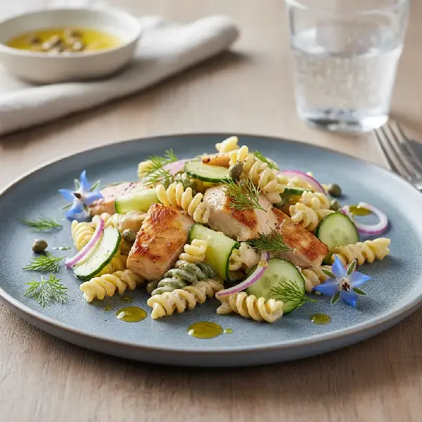 Kylling- og pastasalat nordisk, sunt og sunt