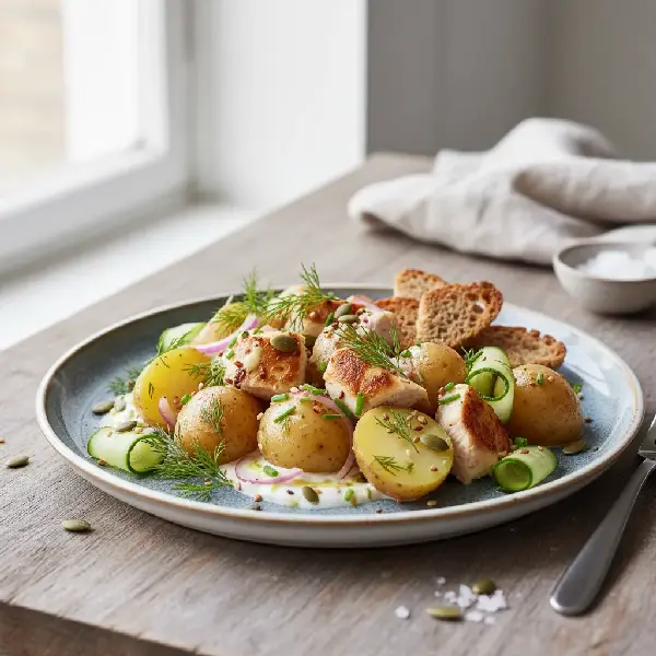 Kylling- og potetsalat, nordisk, sunt og sunt