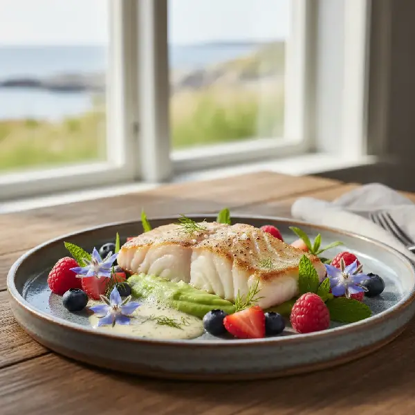 Norsk Sommertorsk med Bær, sunt og sunt