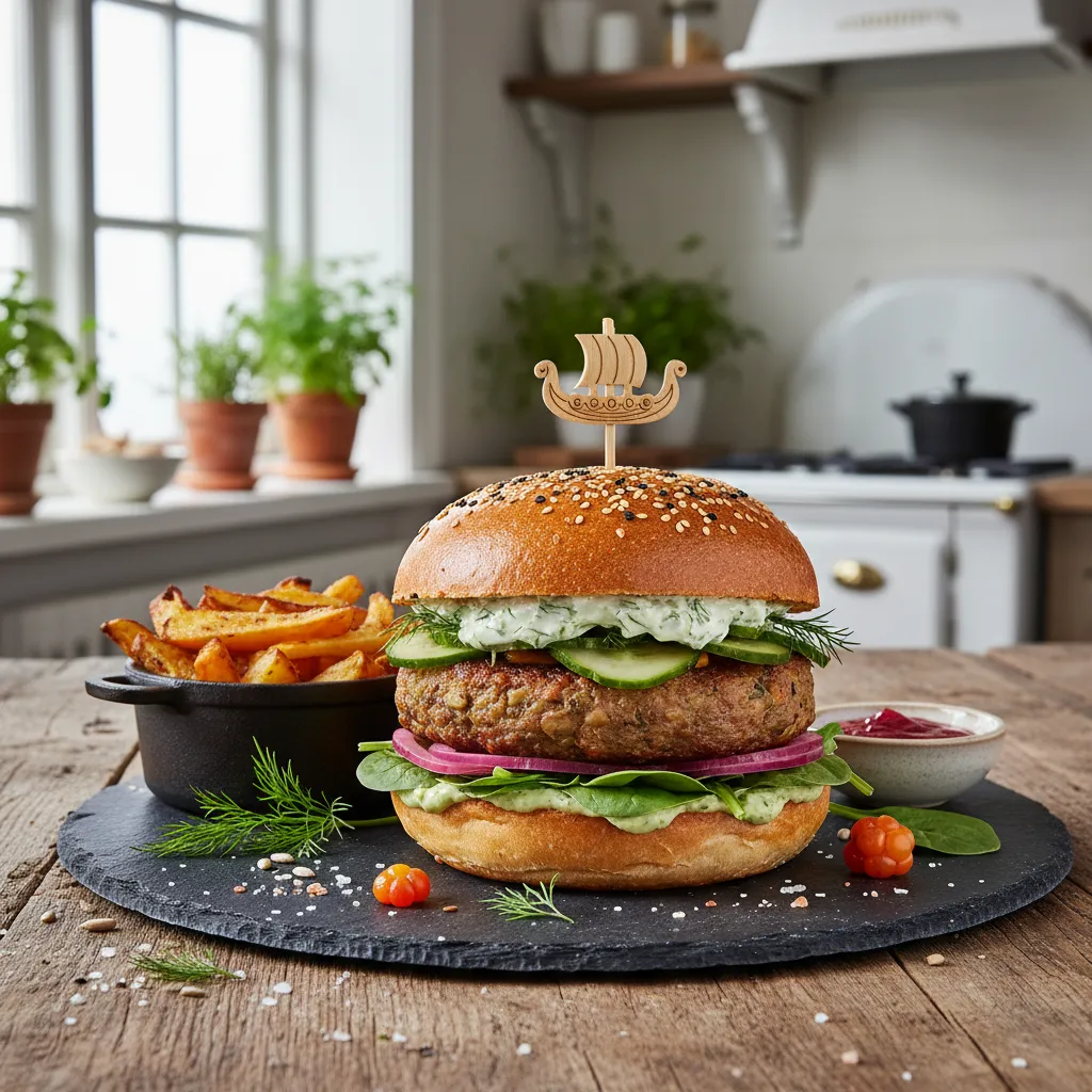 Norsk vegetarburger med linser