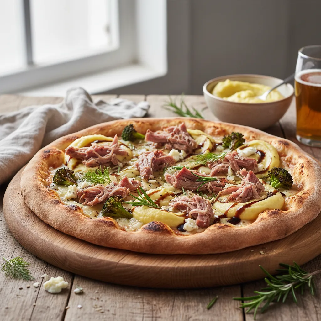Pinnekjøtt pizza med kålrotpuré