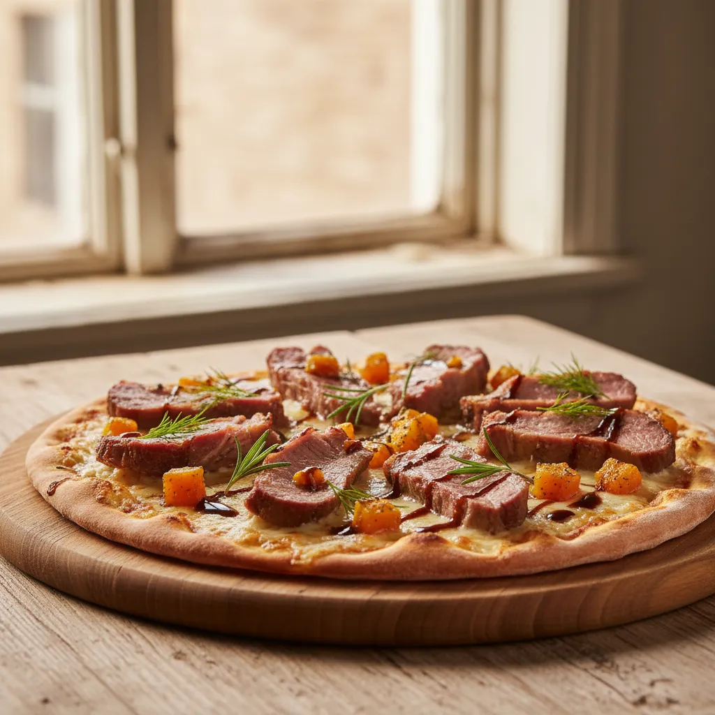 Pinnekjøtt pizza med syltet gresskar