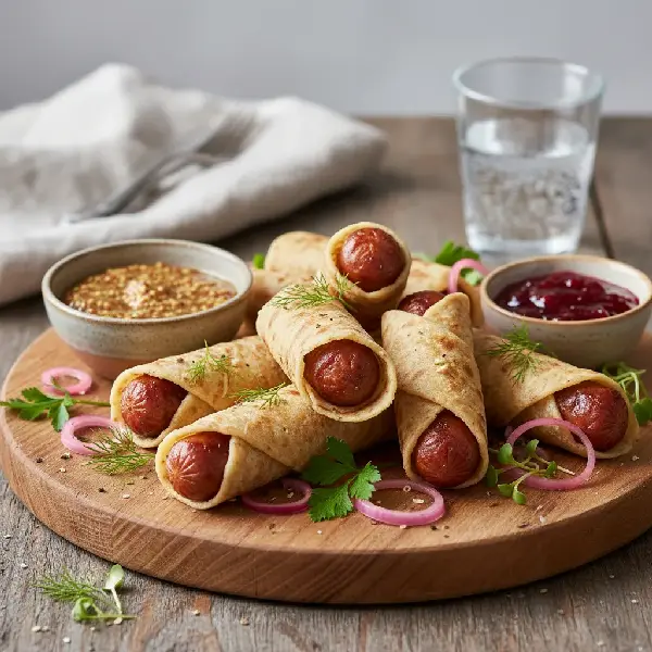 Pølse- og potetlomperuller, sunt og sunt