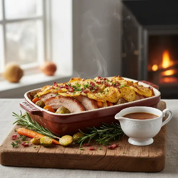 Ribbe- og Grønnsaksform, Gratinerte Potetflak, sunt og sunt